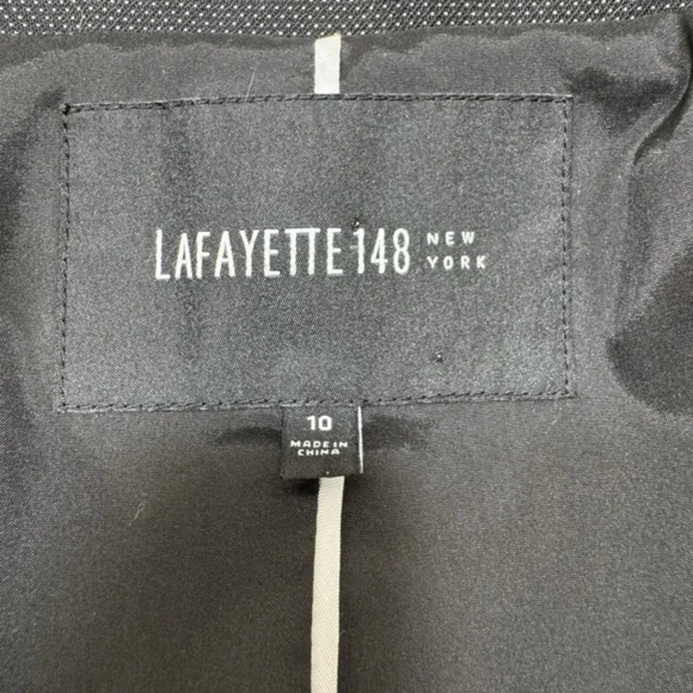 Lafayette 148 Womens Blazer Jacket Size 10 Virgin Wool Blend Micro Polka‎ Dots